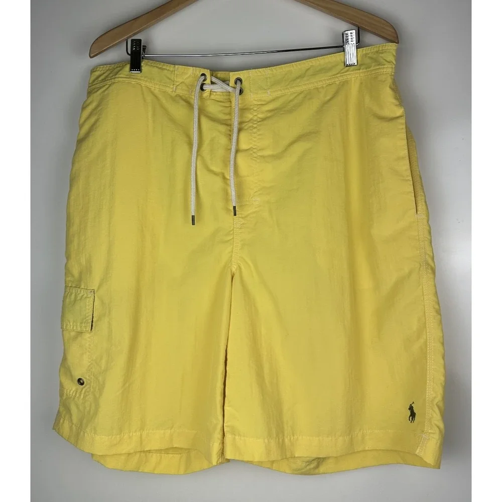 Polo Ralph Lauren Men's 8.5 Inch Kailua Classic Fit Swim Trunks Yellow Shorts XL - Picture 10 of 10